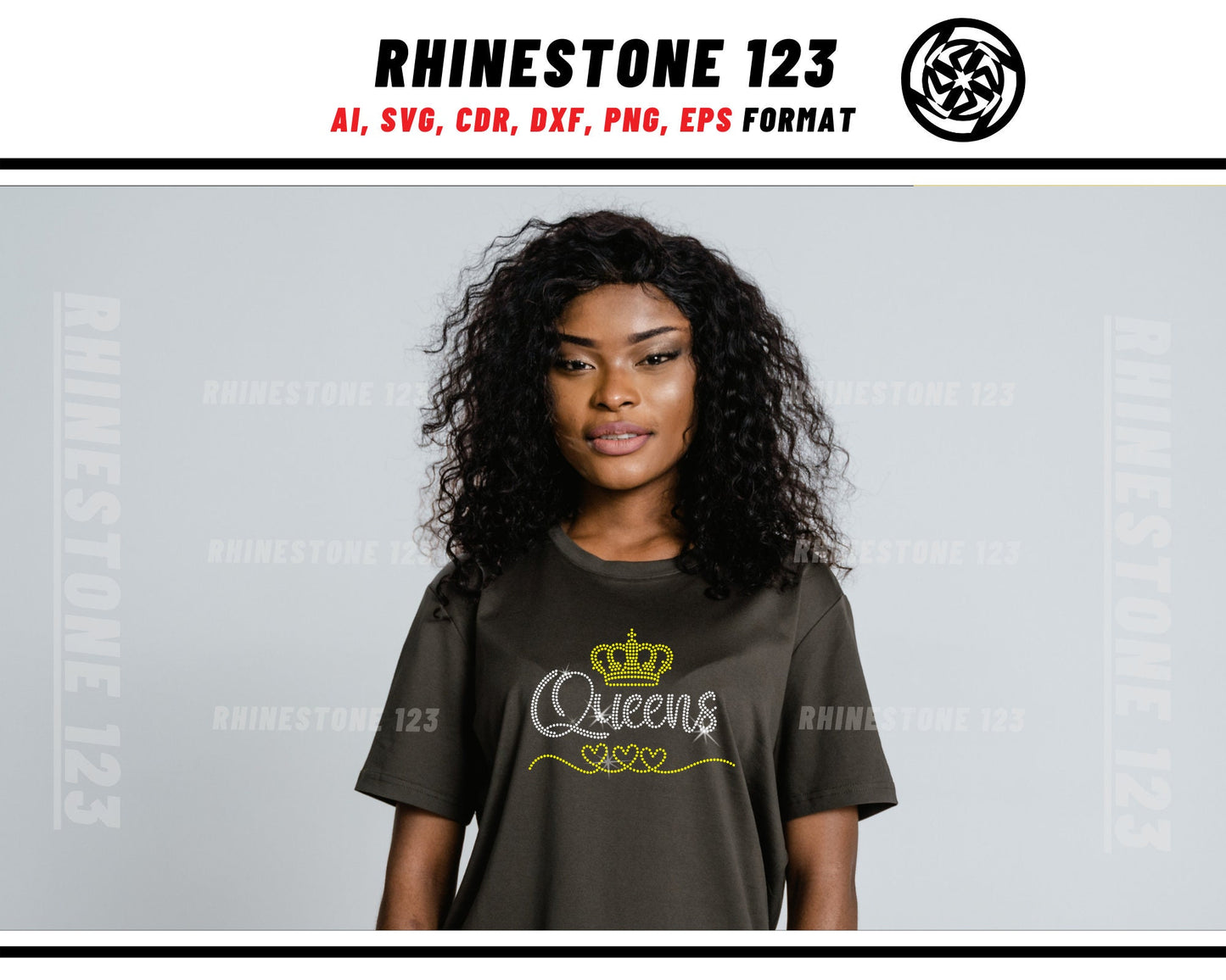 Queens with Crown Rhinestone Template, Rhinestone File for SS10, Rhinestone SVG, cricut, silhouette, PNG, AI, cdr, dxf, eps