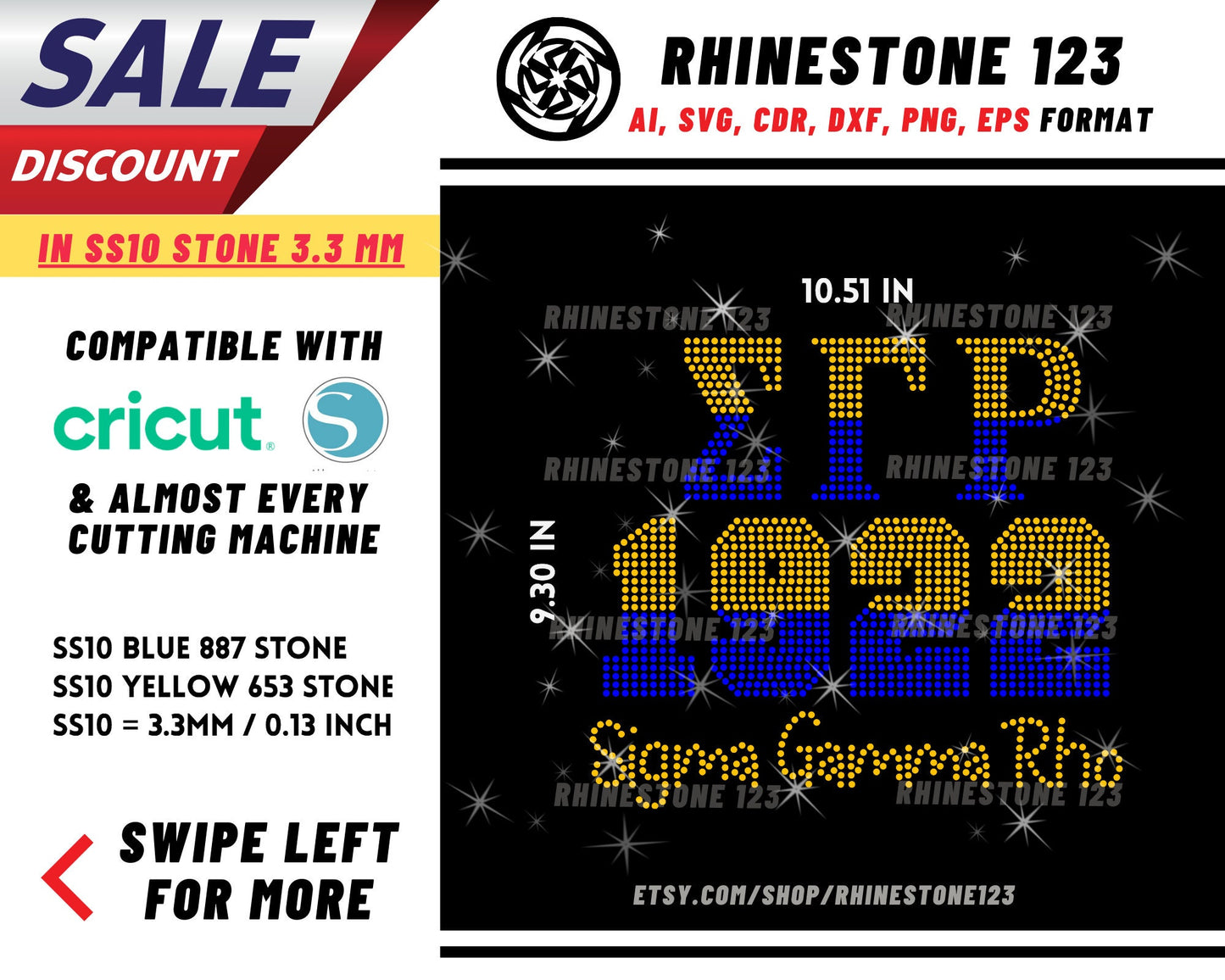 Sigma Gamma Rho 1922 SGRho Rhinestone Template, Rhinestone File for SS10, Rhinestone SVG, cricut, silhouette, PNG, cdr, dxf, eps, Sorority