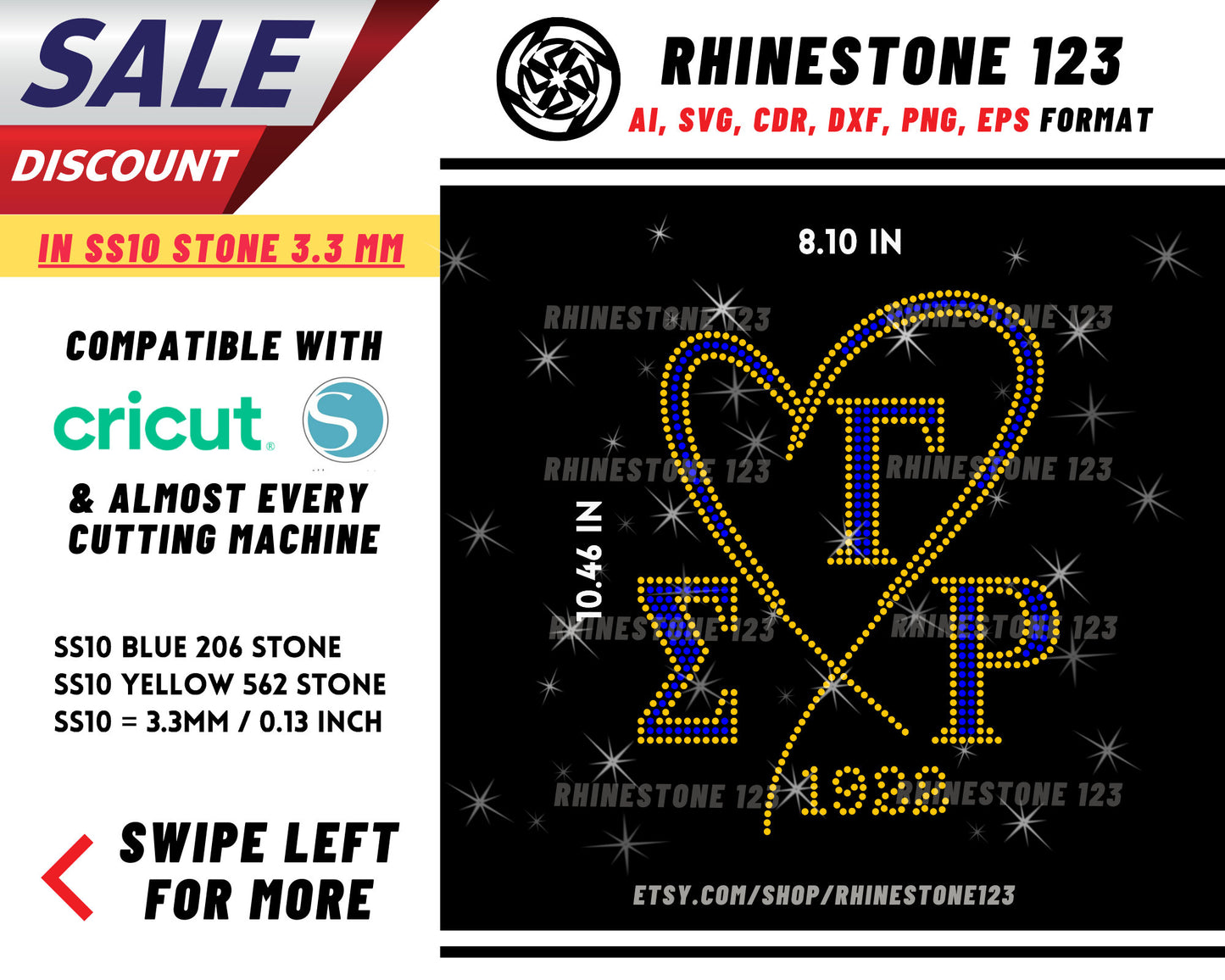 Sigma Gamma Rho in Heart Rhinestone Template, Rhinestone File for SS10, Rhinestone SVG, cricut, silhouette, PNG, AI, cdr, dxf, eps, Sorority