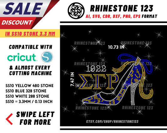 1922 Shoe Sigma Gamma Rho Rhinestone Template, Rhinestone File for SS10, Rhinestone SVG, cricut, silhouette, PNG, AI, cdr, dxf eps, Sorority