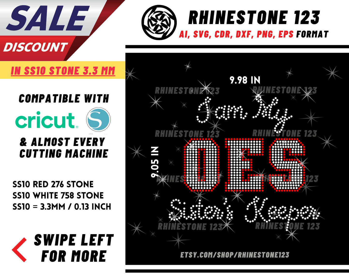 Oes Sistar Keeper Rhinestone Template, Rhinestone SVG, cricut, silhouette, Rhinestone File for SS10, PNG, AI, cdr, dxf, eps