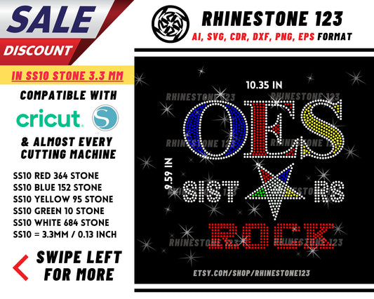 Oes Sistar Rocks Rhinestone Template, cricut, silhouette, Rhinestone SVG, Rhinestone File for SS10, PNG, AI, cdr, dxf, eps, Sorority