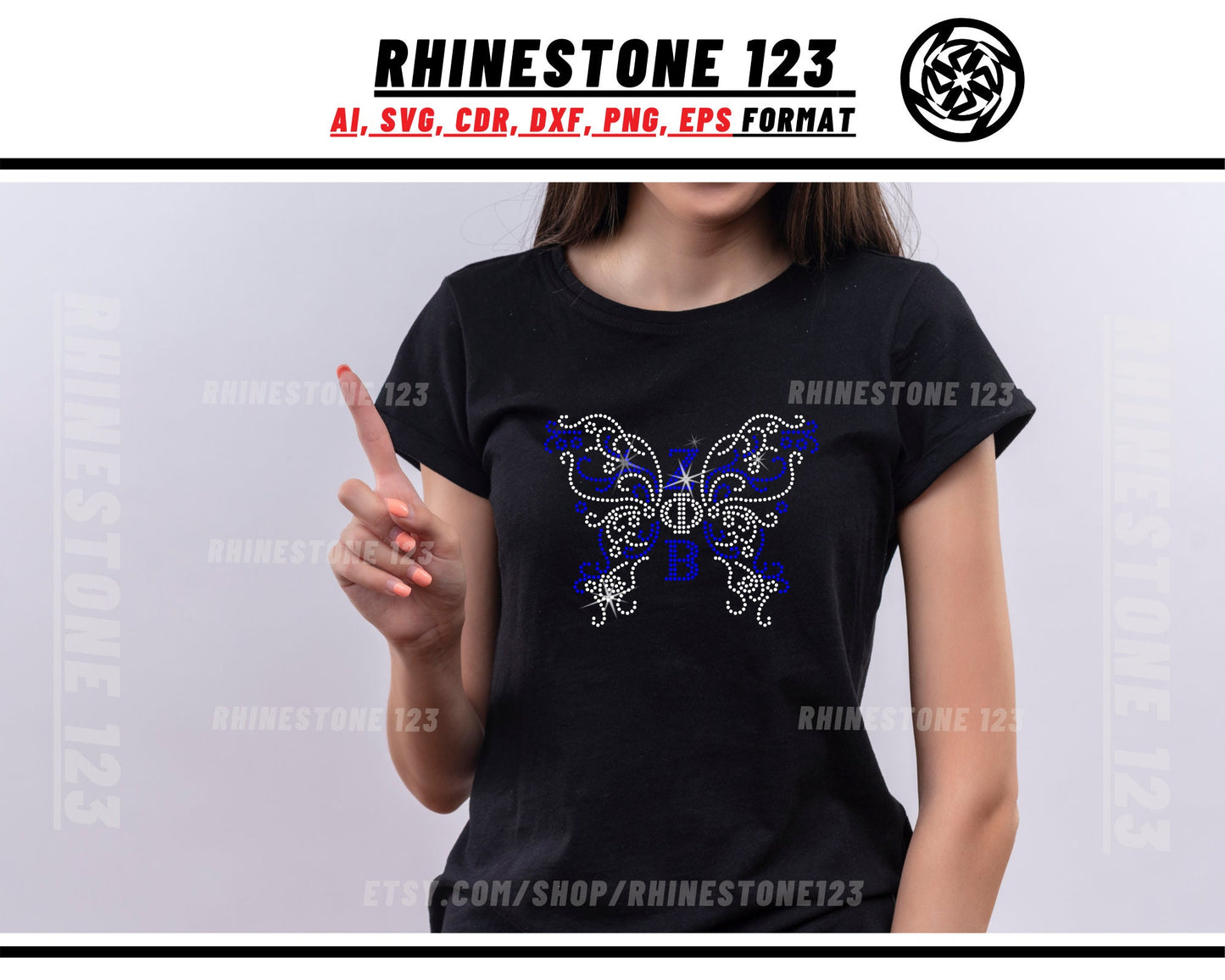 Zob Butterfly Zeta Phi Beta Rhinestone Template, Rhinestone SVG, cricut, silhouette, Rhinestone File for SS10, PNG, cdr, dxf, eps, Sorority