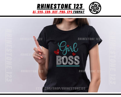 Girl Boss Rhinestone Template, Rhinestone File for SS10, Rhinestone SVG, cricut, silhouette, PNG, AI, cdr, dxf, eps