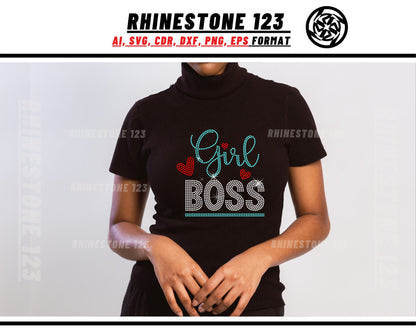 Girl Boss Rhinestone Template, Rhinestone File for SS10, Rhinestone SVG, cricut, silhouette, PNG, AI, cdr, dxf, eps