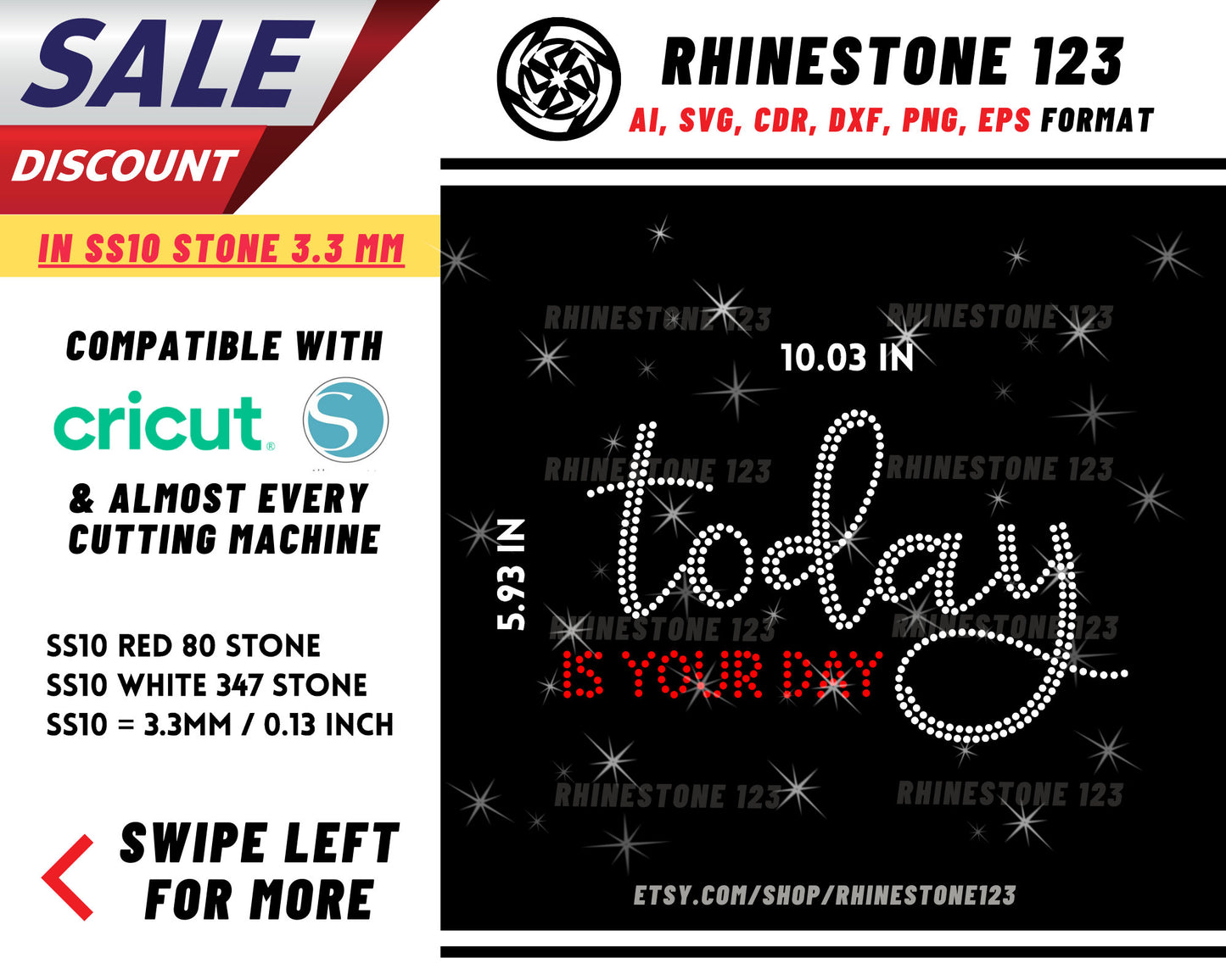 Today is Your Day Rhinestone Template, Rhinestone SVG, cricut, silhouette, Rhinestone File for SS10, PNG, AI, cdr, dxf, eps