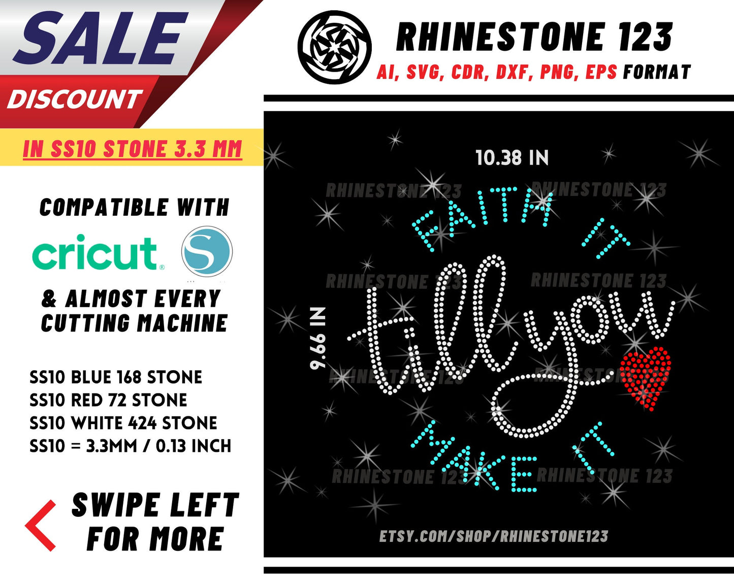 Faith It Till You Make It Rhinestone Template, cricut, silhouette, Rhinestone SVG, Rhinestone File for SS10, PNG, AI, cdr, dxf, eps