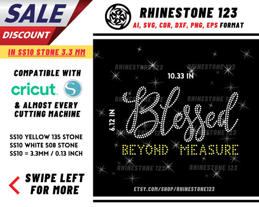 Blessed Beyond Measures Rhinestone Template, cricut, silhouette, Rhinestone SVG, Rhinestone File for SS10, PNG, AI, cdr, dxf, eps