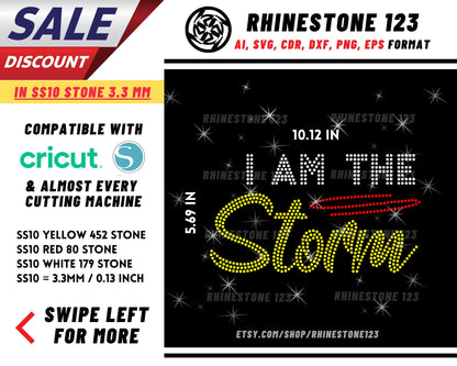 I am the Storm Rhinestone Template, cricut, silhouette, Rhinestone SVG, Rhinestone File for SS10, PNG, AI, cdr, dxf, eps