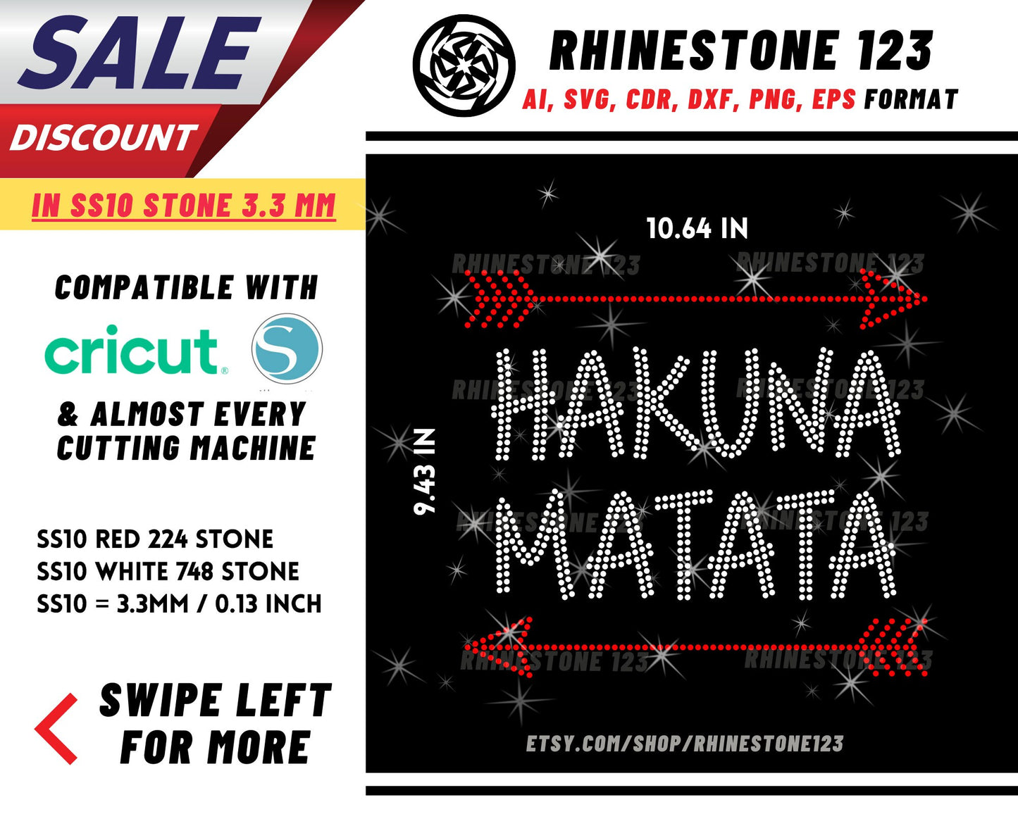 Hakuna Matata Rhinestone Template, Rhinestone File for SS10, Rhinestone SVG, cricut, silhouette, PNG, AI, cdr, dxf, eps