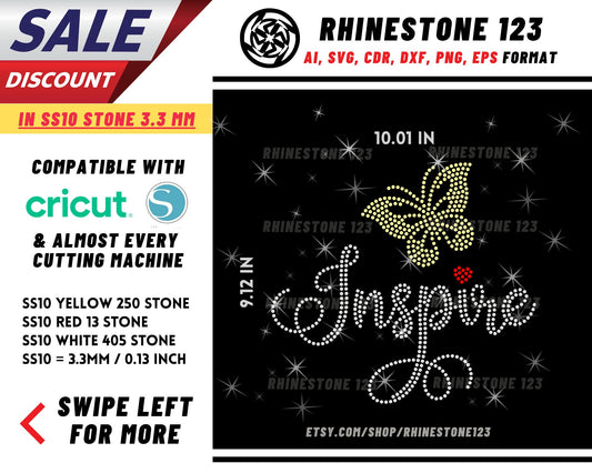 Butterfly Inspire Rhinestone Template, Rhinestone File for SS10, Rhinestone SVG, cricut, silhouette, PNG, AI, cdr, dxf, eps