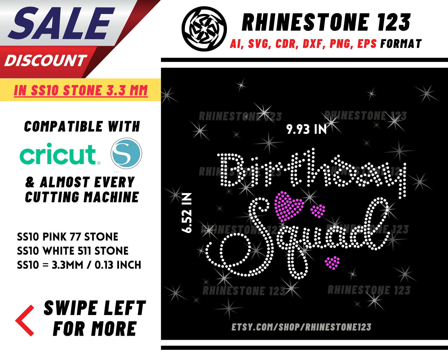 Birthday Squad Rhinestone Template, cricut, silhouette, Rhinestone SVG, Rhinestone File for SS10, PNG, AI, cdr, dxf, eps