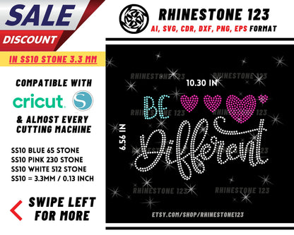 Be Different Rhinestone Template for Cricut rhinestone template material rhinestone SS10 Instant Download File svg eps png dxf ai cdr