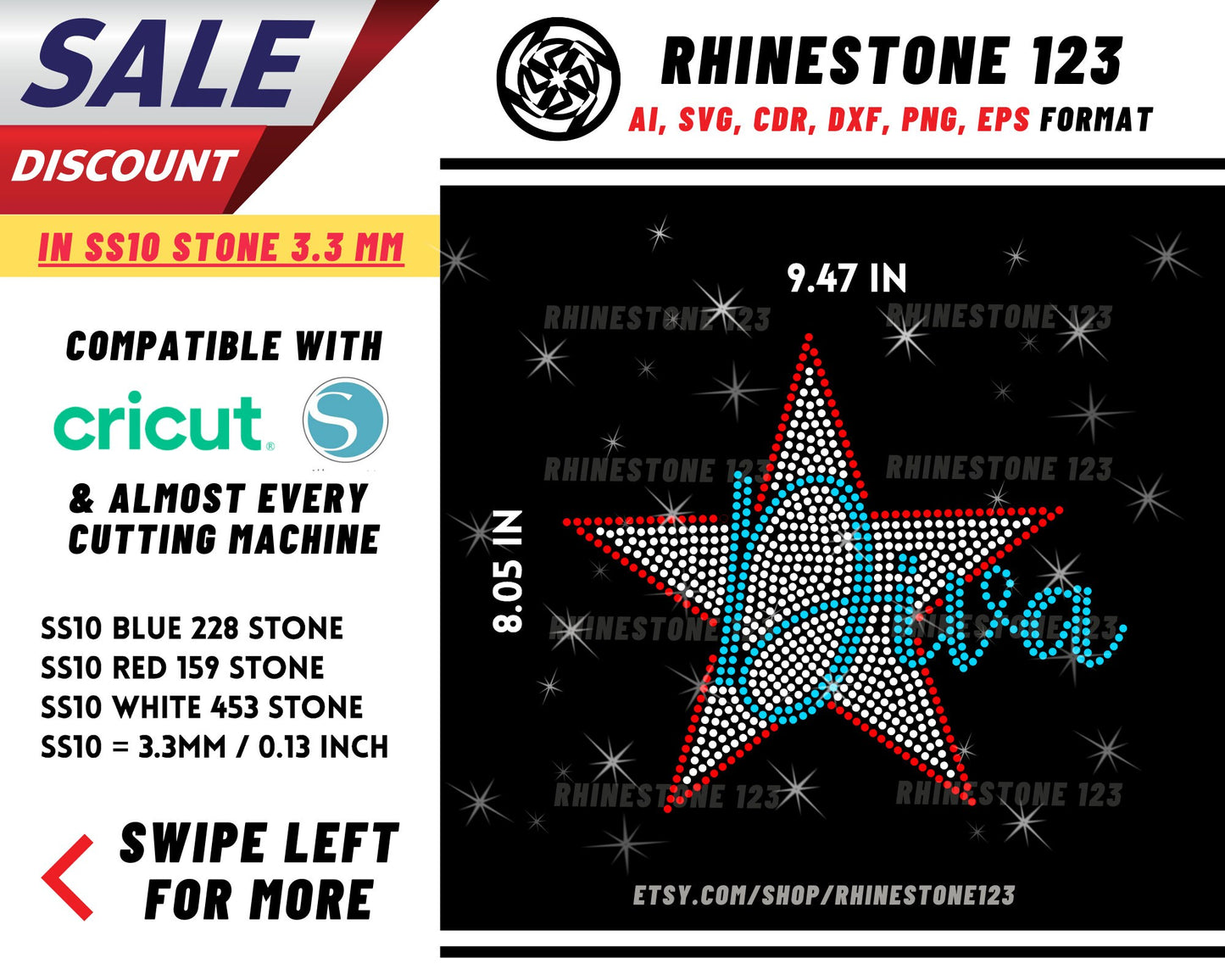 Star Diva Rhinestone Template for Cricut rhinestone template material rhinestone SS10 Instant Download File svg eps png dxf ai cdr