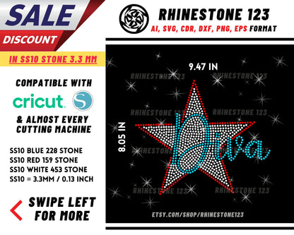 Star Diva Rhinestone Template for Cricut rhinestone template material rhinestone SS10 Instant Download File svg eps png dxf ai cdr