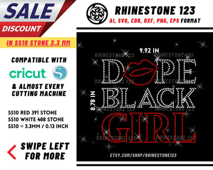 Dope Black Girl Rhinestone Template for Cricut rhinestone template material rhinestone SS10 Instant Download File svg eps png dxf ai cdr