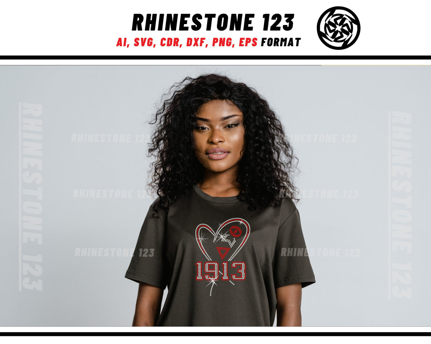 Delta Heart Aeo 1913 Rhinestone Template, Rhinestone SVG, cricut, silhouette, Rhinestone File for SS10, PNG, AI, cdr, dxf, eps, Sorority