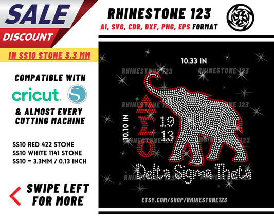 Delta Sigma Theta 1913 Rhinestone Template, cricut, silhouette, Rhinestone SVG, Rhinestone File for SS10, PNG, AI, cdr, dxf, eps, Sorority