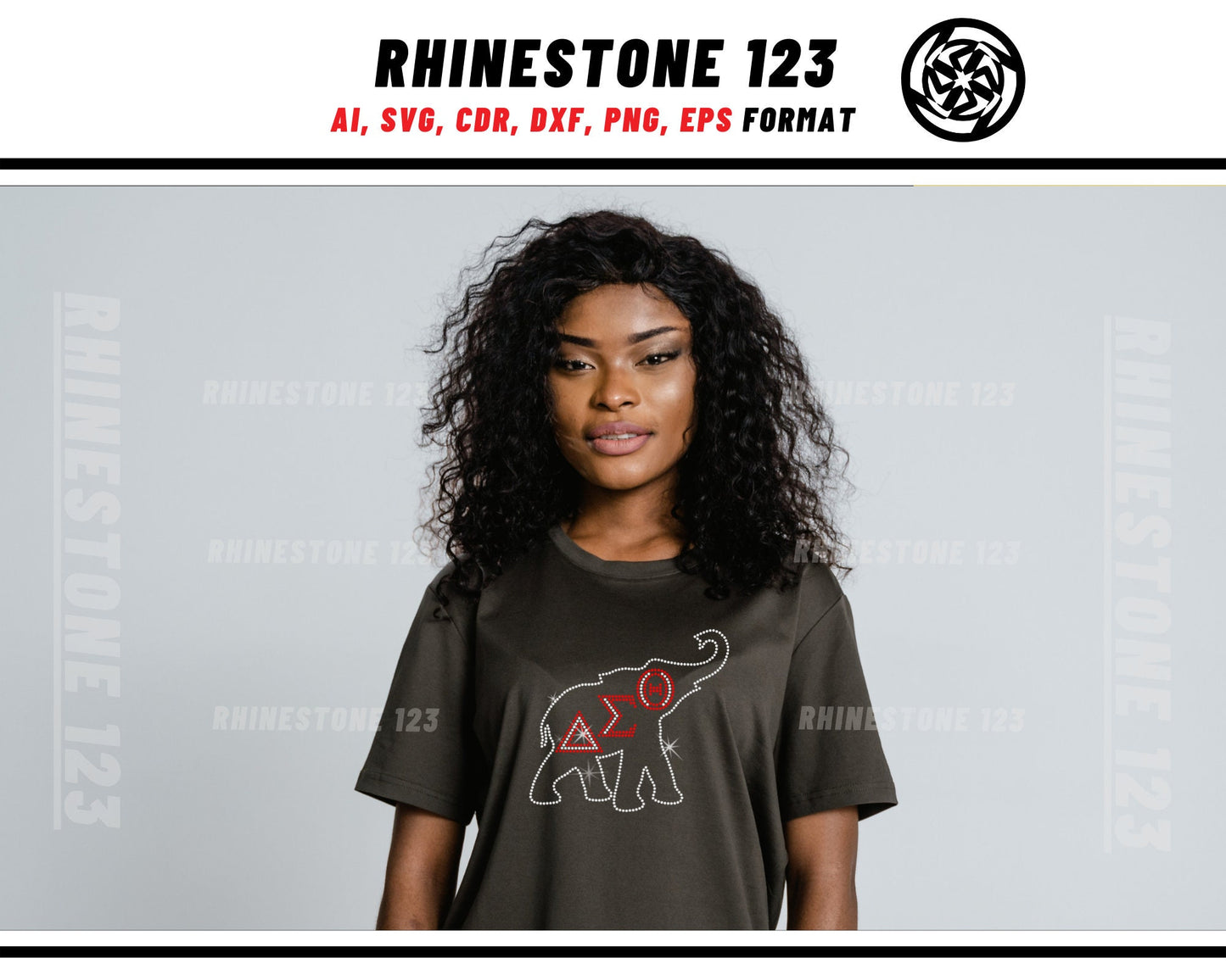 Aeo Sigma Theta Elephant Rhinestone Template, Rhinestone File for SS10, Rhinestone SVG, cricut, silhouette, PNG, AI, cdr, dxf, eps, Sorority