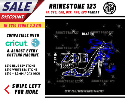 Zob Stiletto Zeta Rhinestone Template, Rhinestone File for SS10, Rhinestone SVG, cricut, silhouette, PNG, AI, cdr, dxf, eps, Sorority