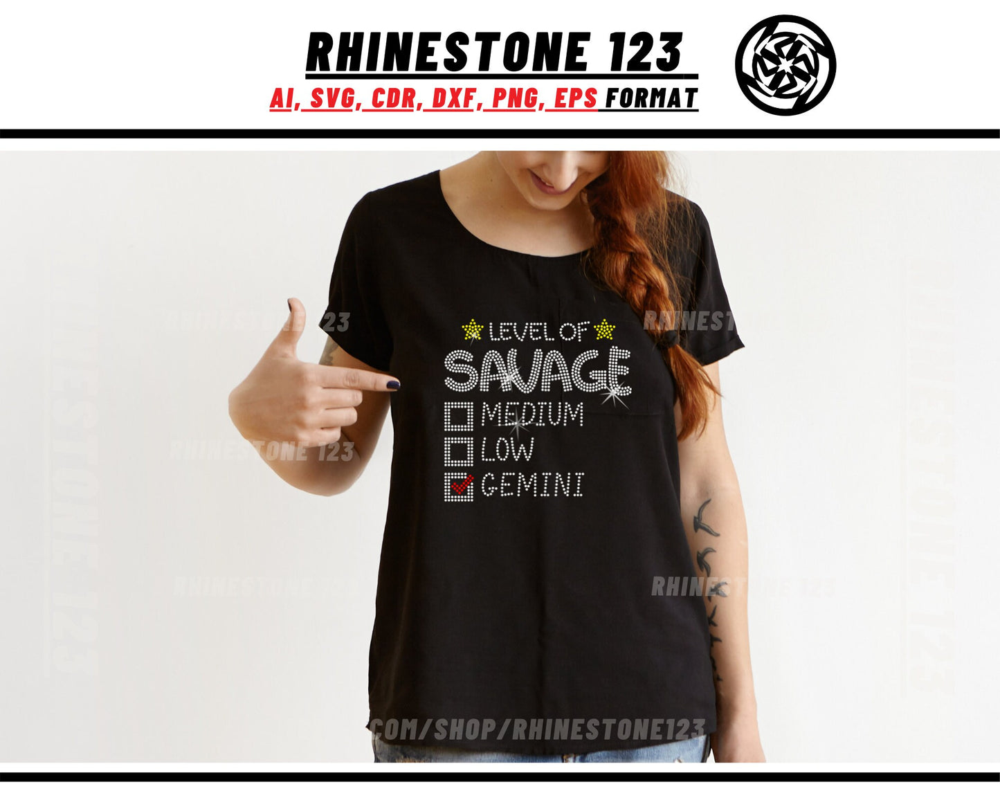 Savage Level Gemini Rhinestone Template, cricut, silhouette, Rhinestone SVG, Rhinestone File for SS10, PNG, AI, cdr, dxf, eps, Zodiac sign