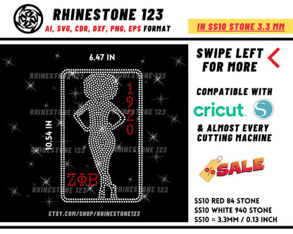 1920 Zob Diva Rhinestone Template, Rhinestone File for SS10, Rhinestone SVG, cricut, silhouette, PNG, AI, cdr, dxf, eps