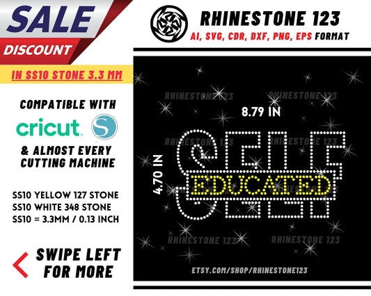 Self Educated Rhinestone Template, Rhinestone SVG, cricut, silhouette, Rhinestone File for SS10, PNG, AI, cdr, dxf, eps