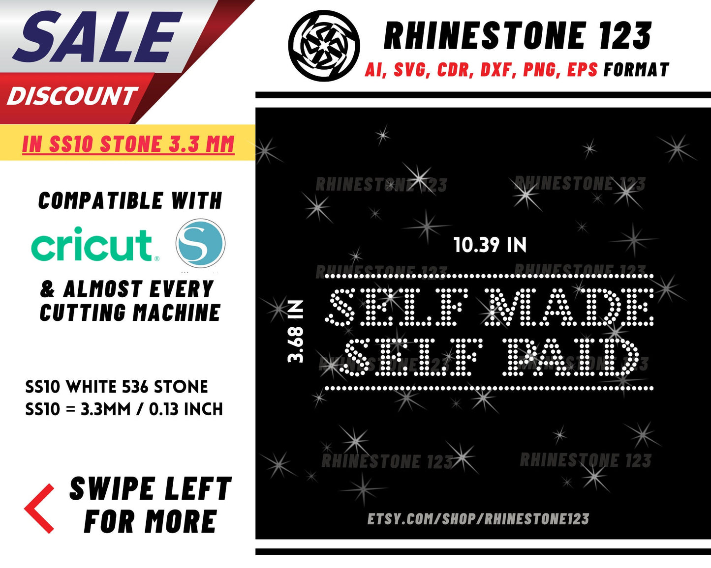 Self Made Self Paid Rhinestone Template, Rhinestone SVG, cricut, silhouette, Rhinestone File for SS10, PNG, AI, cdr, dxf, eps