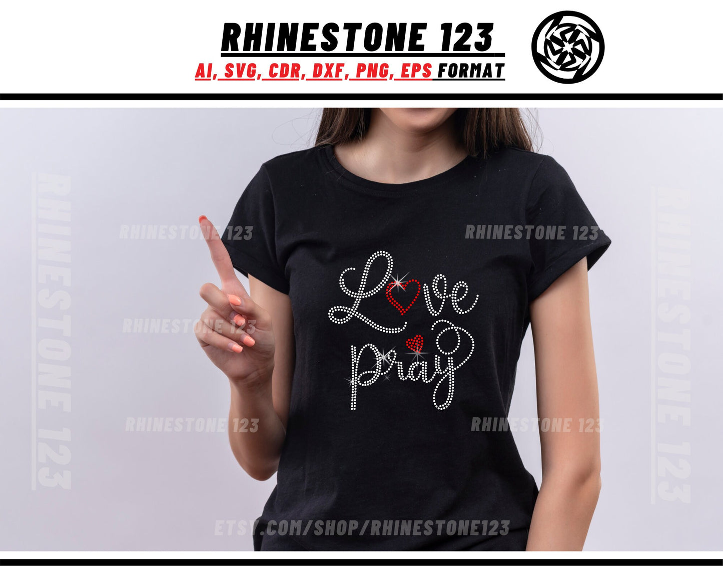 Love Pray Rhinestone Template, cricut, silhouette, Rhinestone SVG, Rhinestone File for SS10, PNG, AI, cdr, dxf, eps