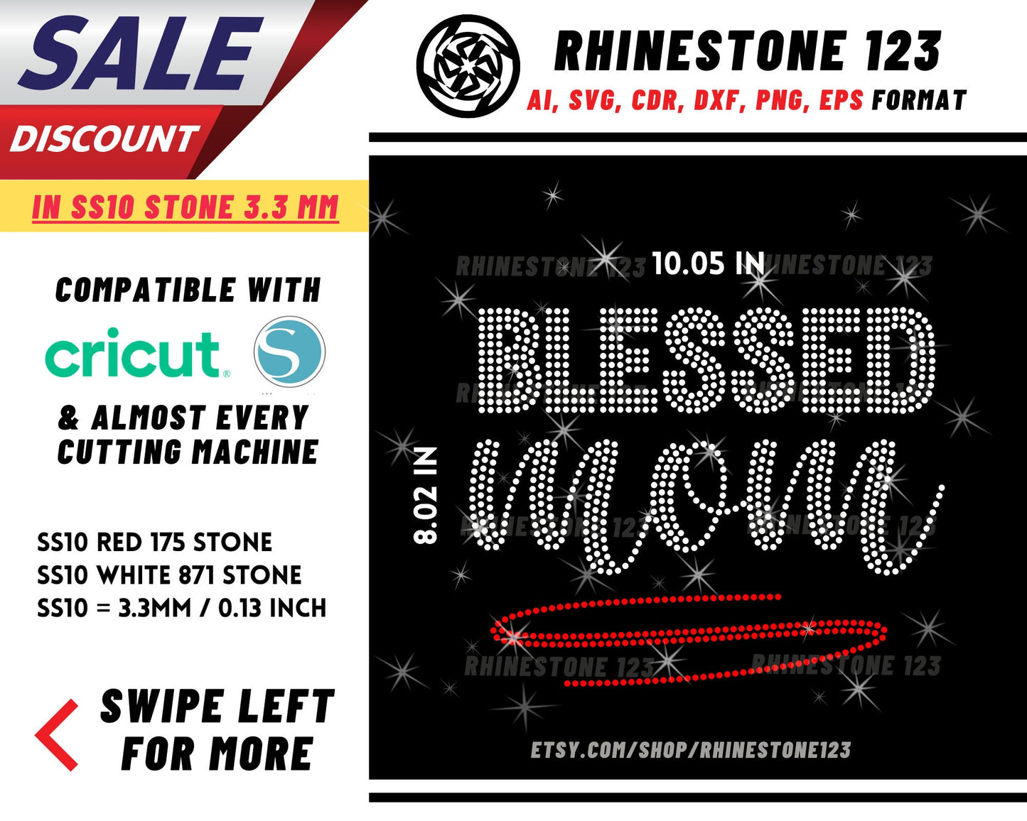 Blessed Mom Rhinestone Template, Rhinestone File for SS10, Rhinestone SVG, cricut, silhouette, PNG, AI, cdr, dxf, eps