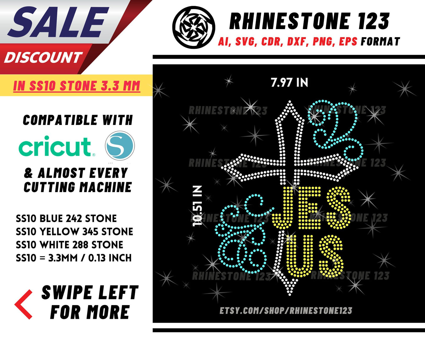 Christ Cross Symbol Jesus Rhinestone Template, cricut, silhouette, Rhinestone SVG, Rhinestone File for SS10, PNG, AI, cdr, dxf, eps