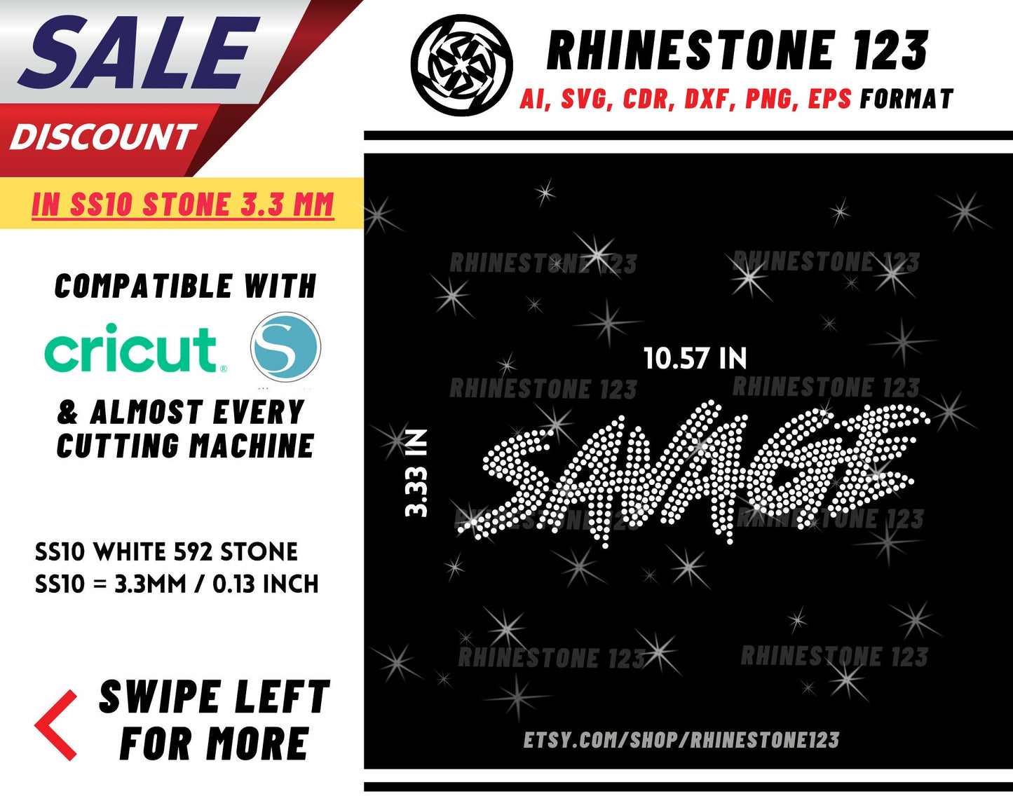 Savage Rhinestone Template, cricut, silhouette, Rhinestone SVG, Rhinestone File for SS10, PNG, AI, cdr, dxf, eps