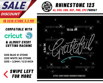 Grateful Rhinestone Template for Cricut rhinestone template material rhinestone SS10 Instant Download File svg eps png dxf ai cdr