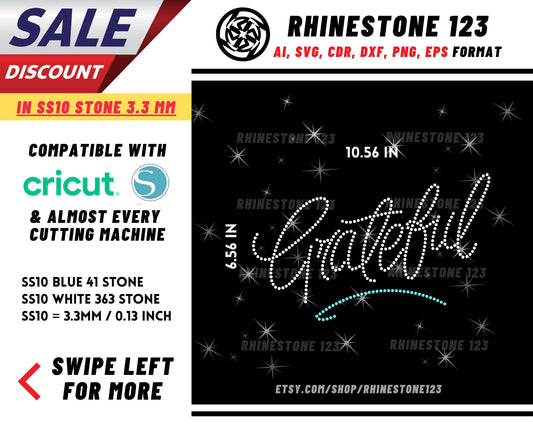 Grateful Rhinestone Template for Cricut rhinestone template material rhinestone SS10 Instant Download File svg eps png dxf ai cdr