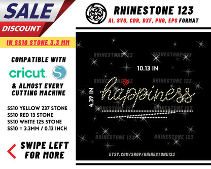 Hapiness Rhinestone Template for Cricut rhinestone template material rhinestone SS10 Instant Download File svg eps png dxf ai cdr