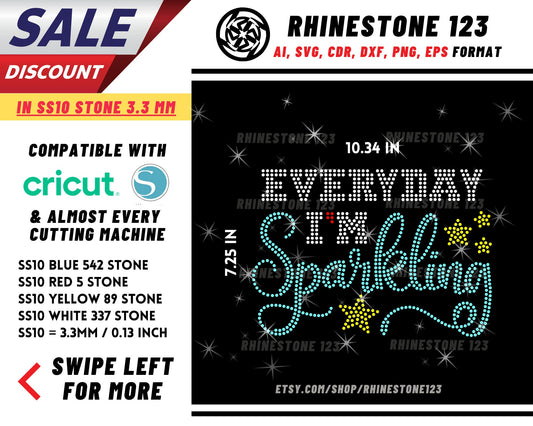 Everyday Im Sparkling Rhinestone Template for Cricut rhinestone template material rhinestone SS10 Instant Download File svg eps png dxf cdr