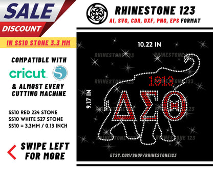 Aeo Elephant Rhinestone Template for Cricut rhinestone template material rhinestone SS10 Instant Download File svg eps png dxf cdr Sorority