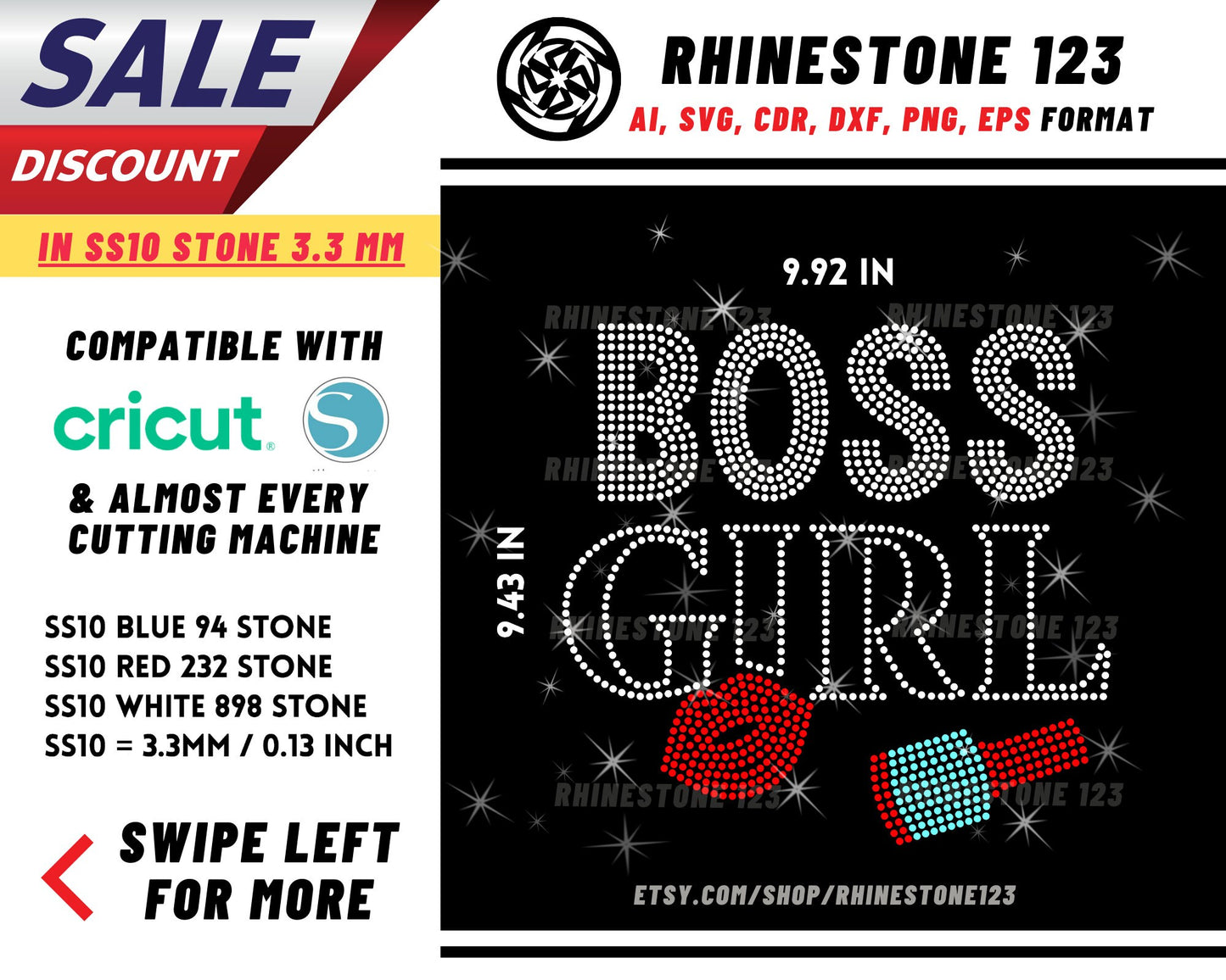 Boss Girl Rhinestone Template for Cricut rhinestone template material rhinestone SS10 Instant Download File svg eps png dxf ai cdr