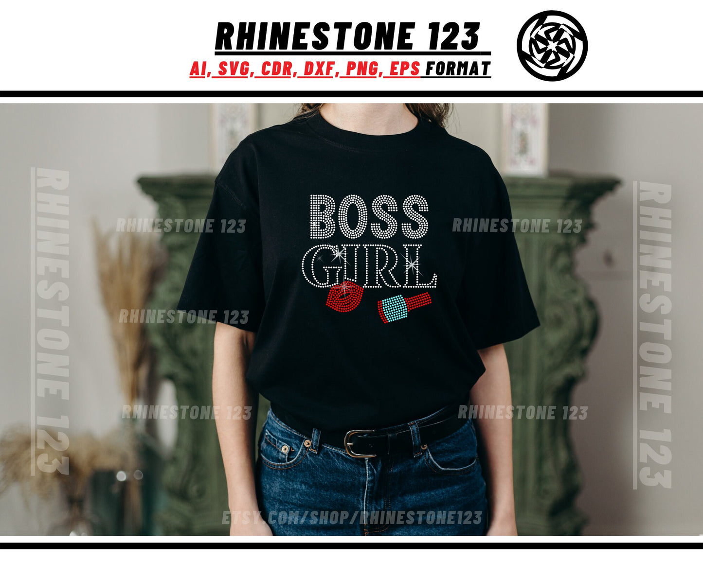 Boss Girl Rhinestone Template for Cricut rhinestone template material rhinestone SS10 Instant Download File svg eps png dxf ai cdr