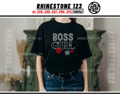 Boss Girl Rhinestone Template for Cricut rhinestone template material rhinestone SS10 Instant Download File svg eps png dxf ai cdr