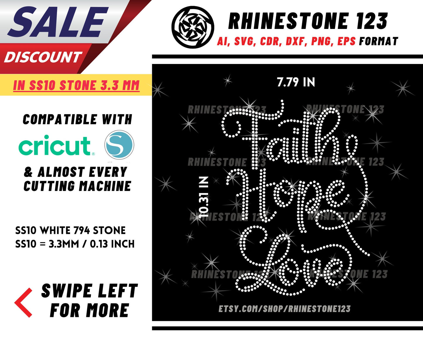 Faith Hope Love Rhinestone Template, Rhinestone File for SS10, Rhinestone SVG, cricut, silhouette, PNG, AI, cdr, dxf, eps