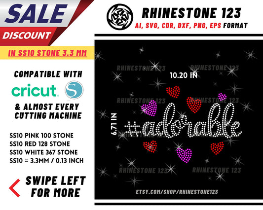 Adorable Rhinestone Template, Rhinestone SVG, cricut, silhouette, Rhinestone File for SS10, PNG, AI, cdr, dxf, eps