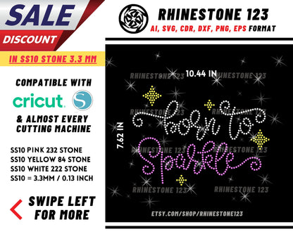 Born To Shine Rhinestone Template for Cricut rhinestone template material rhinestone SS10 Instant Download File svg eps png dxf ai cdr