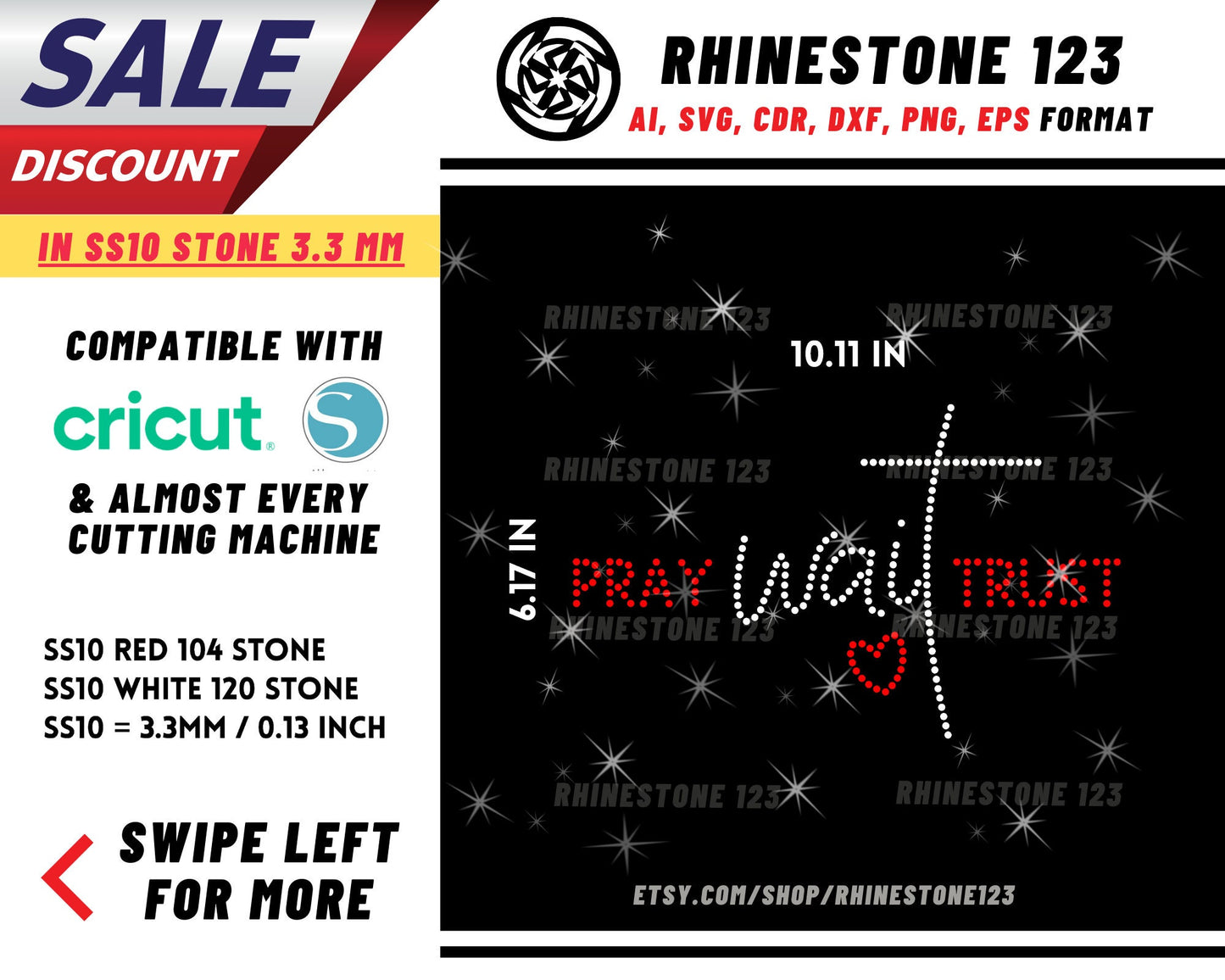 Please Wait Trust Rhinestone Template, Rhinestone SVG, cricut, silhouette, Rhinestone File for SS10, PNG, AI, cdr, dxf, eps