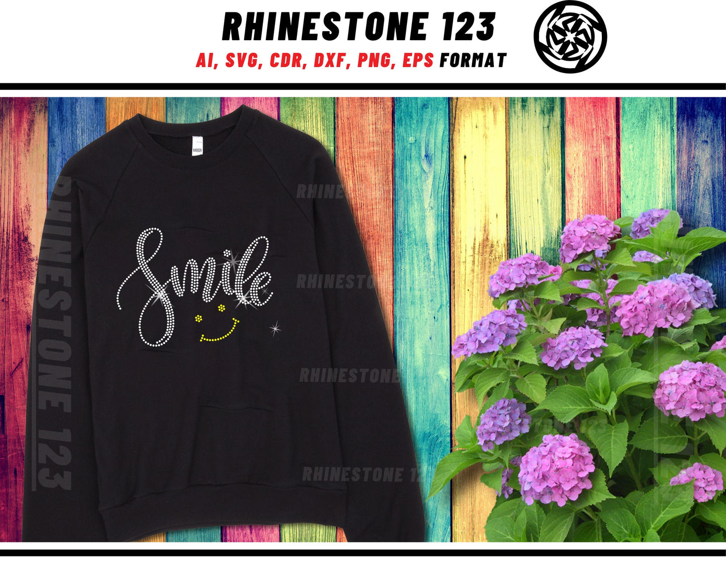 Smiley Smile Rhinestone Template, Rhinestone SVG, cricut, silhouette, Rhinestone File for SS10, PNG, AI, cdr, dxf, eps