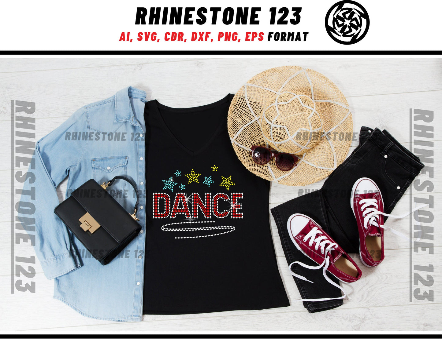 Dance Rhinestone Template, cricut, silhouette, Rhinestone SVG, Rhinestone File for SS10, PNG, AI, cdr, dxf, eps