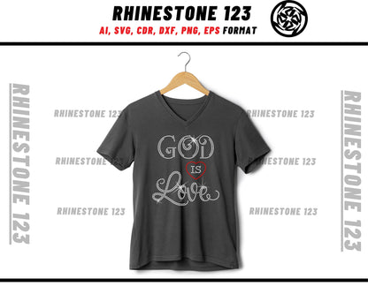 God is Love Rhinestone Template for Cricut rhinestone template material rhinestone SS10 Instant Download File svg eps png dxf ai cdr