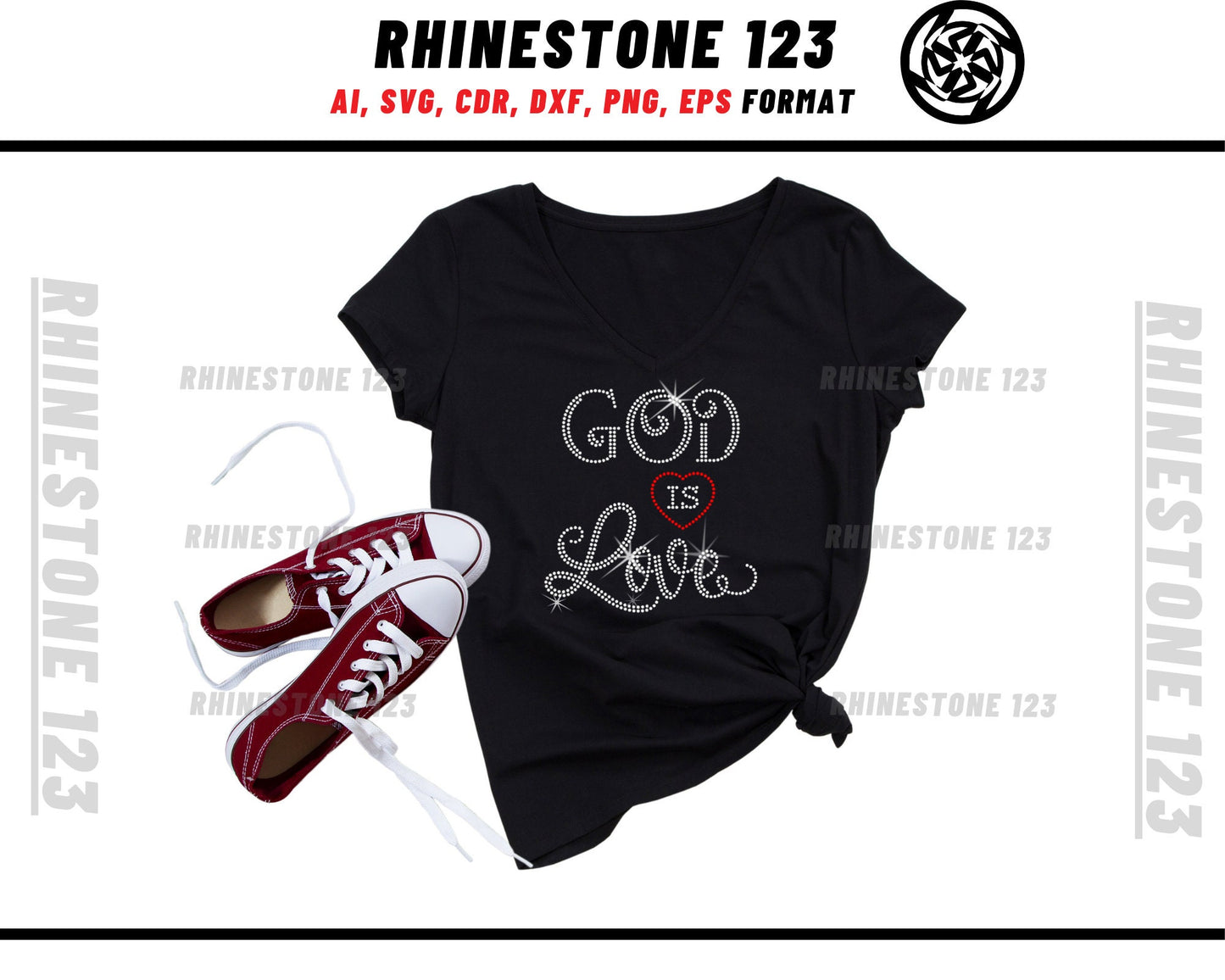 God is Love Rhinestone Template for Cricut rhinestone template material rhinestone SS10 Instant Download File svg eps png dxf ai cdr