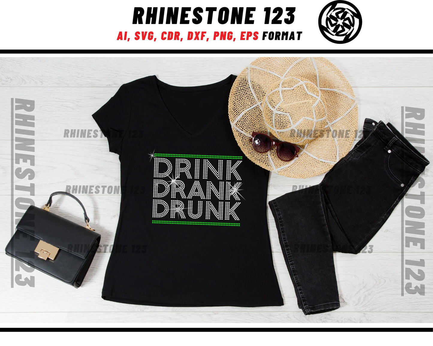 Drink Drank Drunk St Patricks Rhinestone Template, cricut, silhouette, Rhinestone SVG, Rhinestone File for SS10, PNG, AI, cdr, dxf, eps