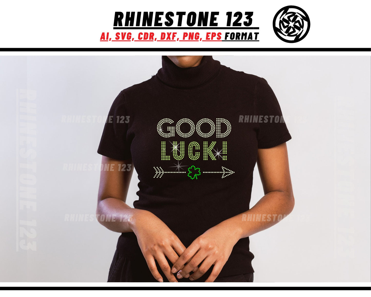 Good Luck St Patricks Day Rhinestone Template, Rhinestone SVG, cricut, silhouette, Rhinestone File for SS10, PNG, AI, cdr, dxf, eps